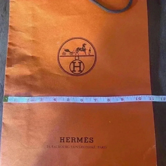 Hermes Reusable Paper Shopping Bag Orange see pictures for dimensions. Used - Picture 8 of 9